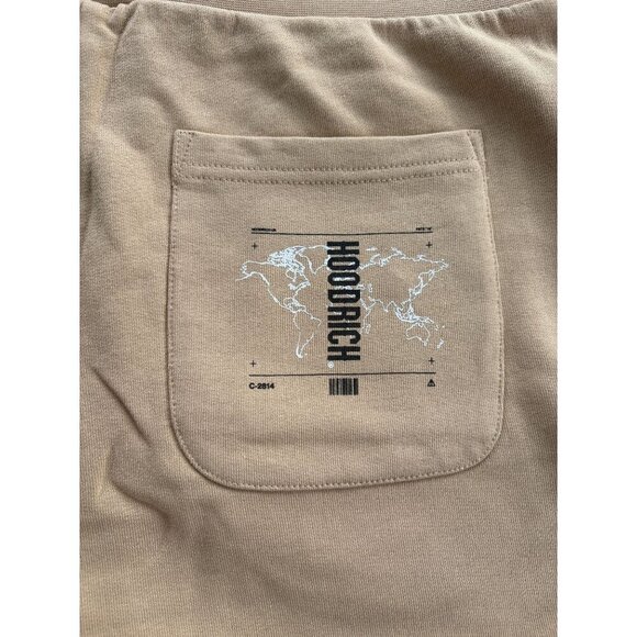 Hoodrich Mens Tan & Beige Color Block Shorts With Drawstring Waist & Zippered Po - Picture 4 of 9